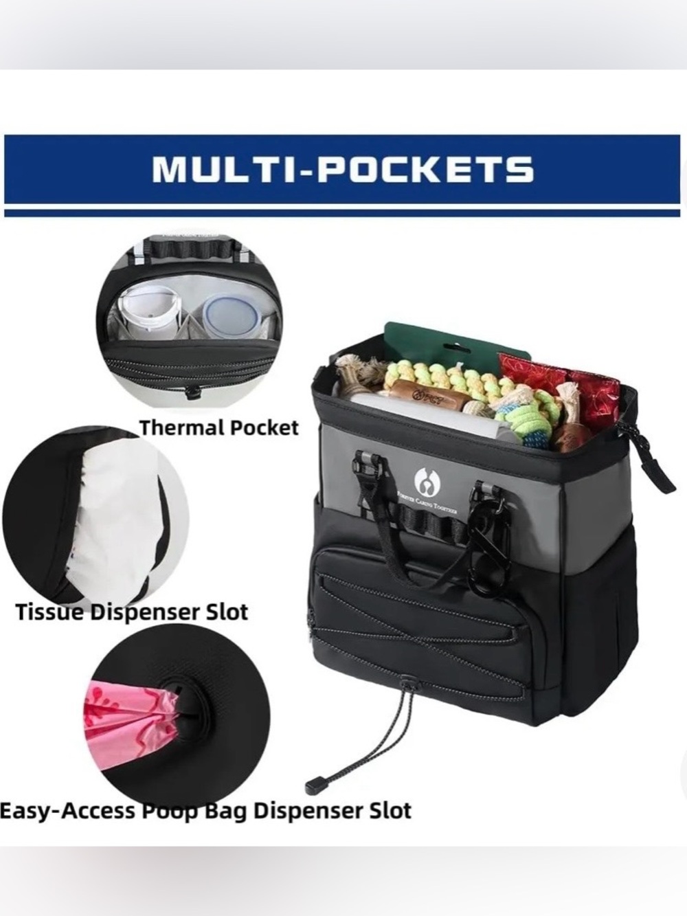 Dog Travel Backpack with Foldable Feeders - Picture 5 of 8